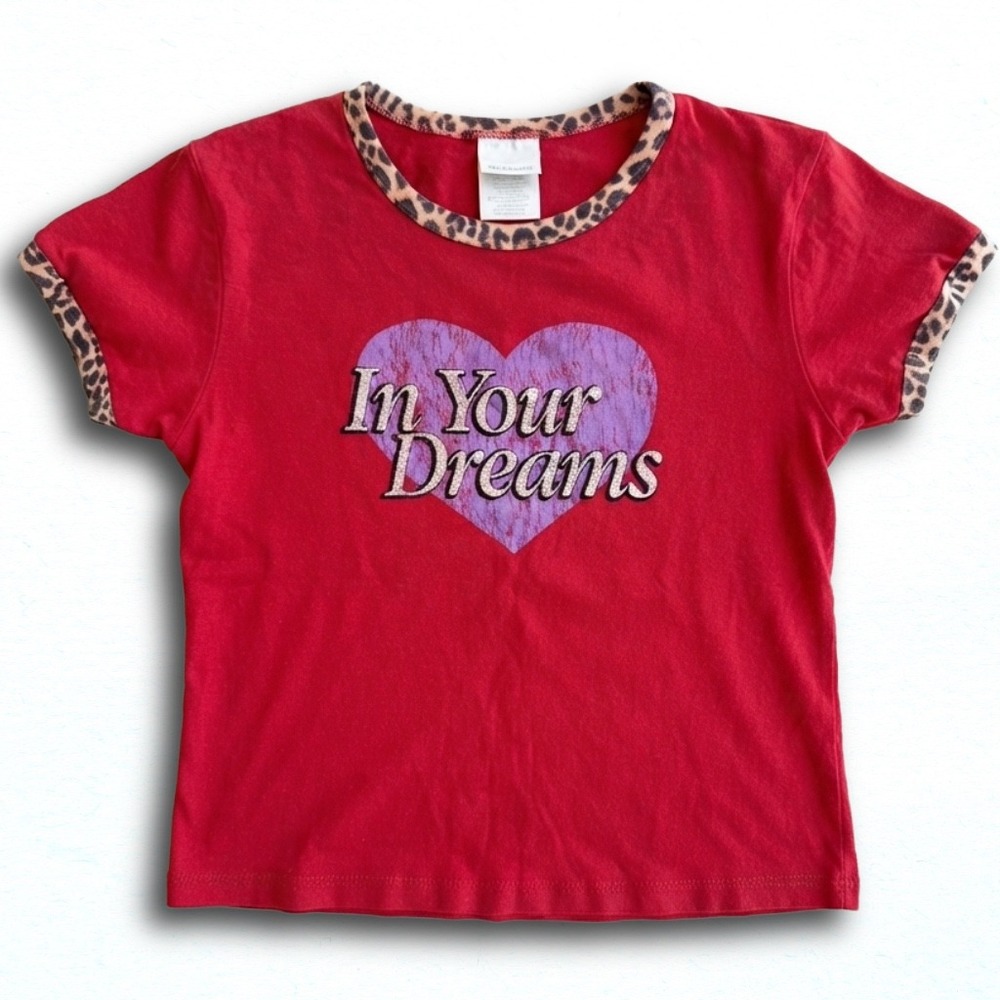 Urban Outfitters In Your Dreams Red Leopard Trim Graphic Baby Tee XL